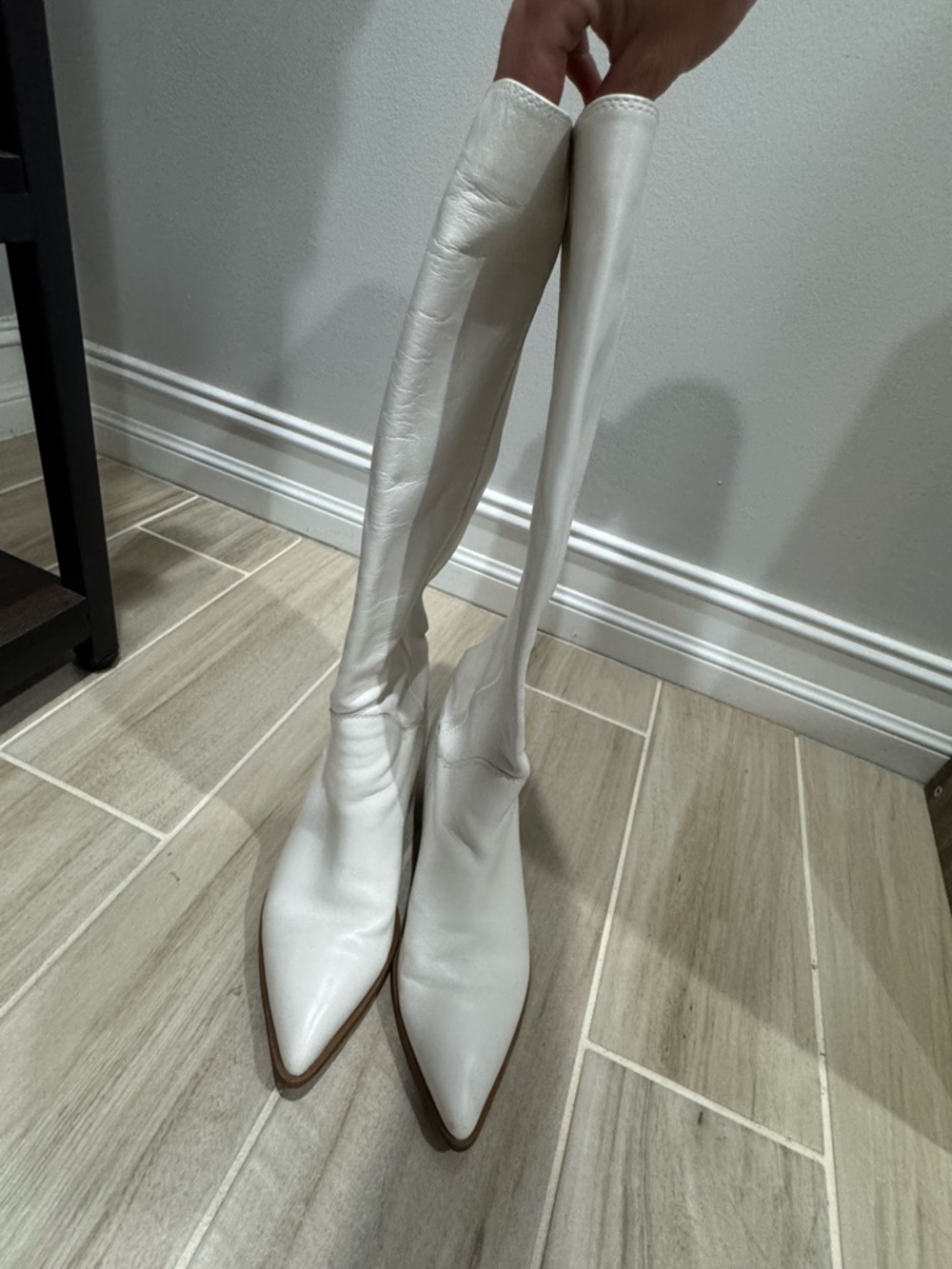 Sam Edelman White Pointed Toe Knee-High Boots